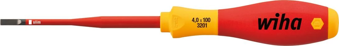 Schraubendr. SlimFix VDE 4 X0,8x100mm SF Wiha 3 Schraubendr. SlimFix VDE 4 X0,8x100mm SF Wiha