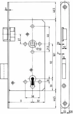 Haust. Schloss Nr.154 1/2Falz PZ Käntig M.Wechsel 22mm O.Blech Links -BURG WÄCHTER Verkäufe 91194237 1
