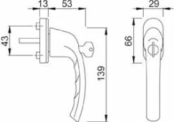 Fenstergriff 0710S/U26 Aluminium Mit Schließung 2W153 7x32mm -BURG WÄCHTER Verkäufe 91194792 1