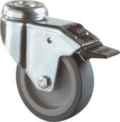 Lenkrolle Fest 125mm LG.GStahlbl Verz. Gummir.