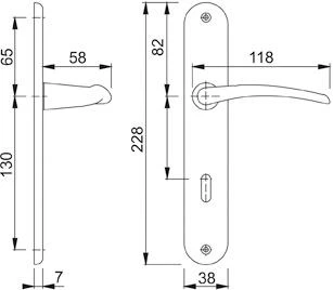 Türgriff Garnitur / Schild Verchromt Rechts Für 40m Tür 4 Türgriff Garnitur / Schild Verchromt Rechts Für 40m Tür – Bild 2