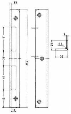 Winkel-Schliessblech Dr Nr.15-3E Hell Verz.